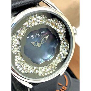 Stuhrling Women's Watch 995 Lily Quartz Blue Mother of Pearl Dial 38mm Leather